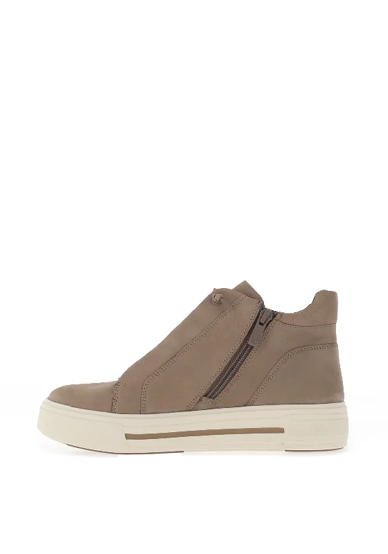 Caprice Suede Leather High Top Trainers, Taupe