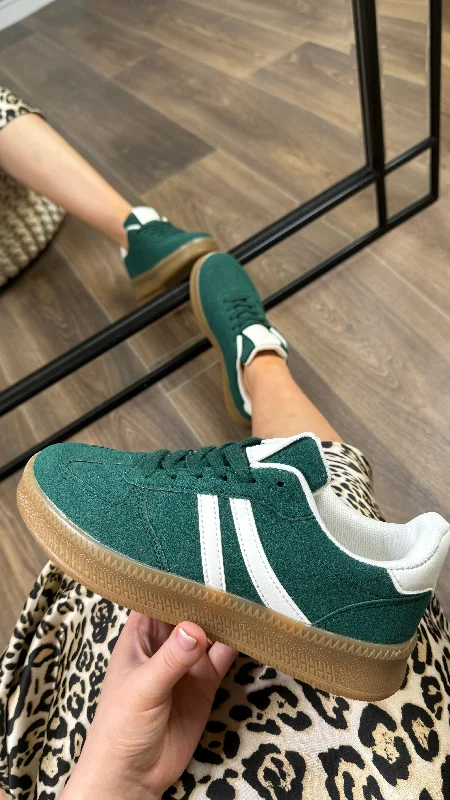 Cherice Forest Green With White Stripe Trainers