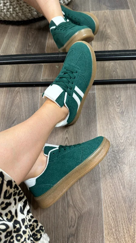 Cherice Forest Green With White Stripe Trainers