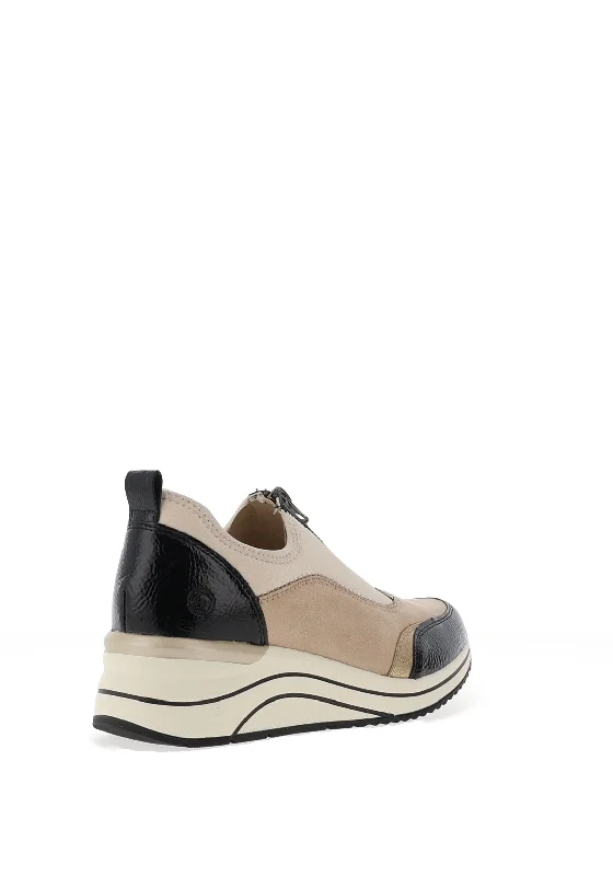 Remonte Zip Detail Wedge Trainers, Neutral and Black