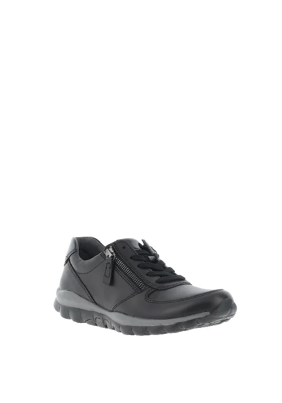 Gabor Rolling Soft Lace Up Trainers, Black