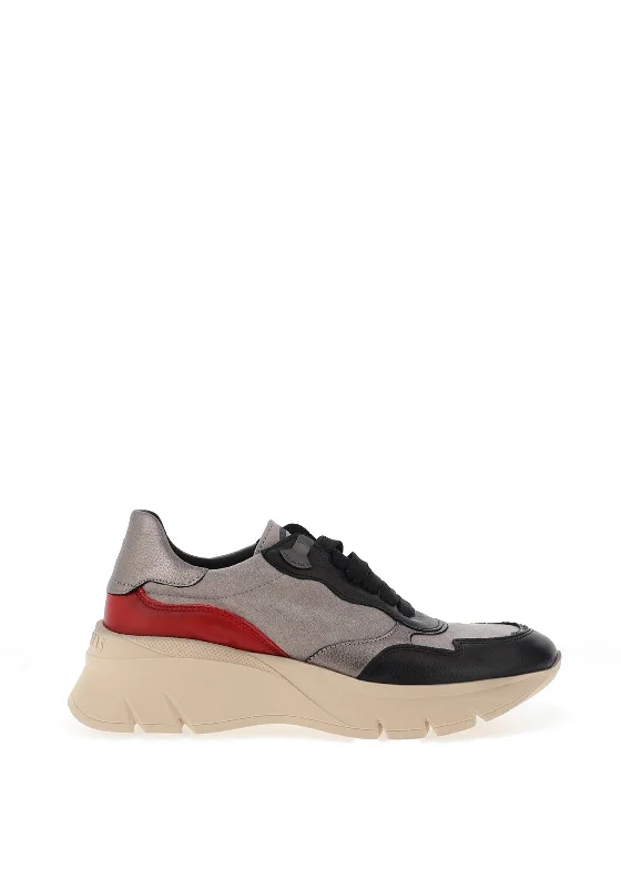 Hispanitas Colour Block Platform Trainers, Grey Multi