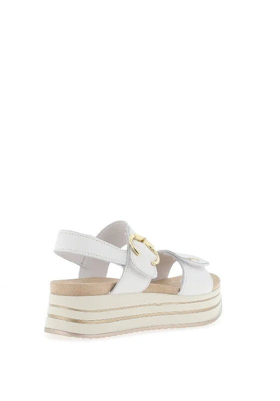 Igi & Co Leather Buckle Velcro Strap Platform Sandals, White