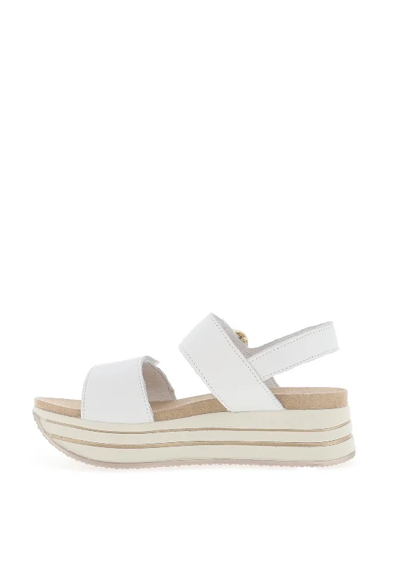 Igi & Co Leather Buckle Velcro Strap Platform Sandals, White