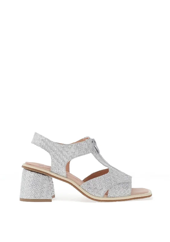 Jose Saenz Block Heeled Sandals, Silver