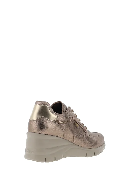 Nero Giardini Metallic Wedge Trainers, Gold