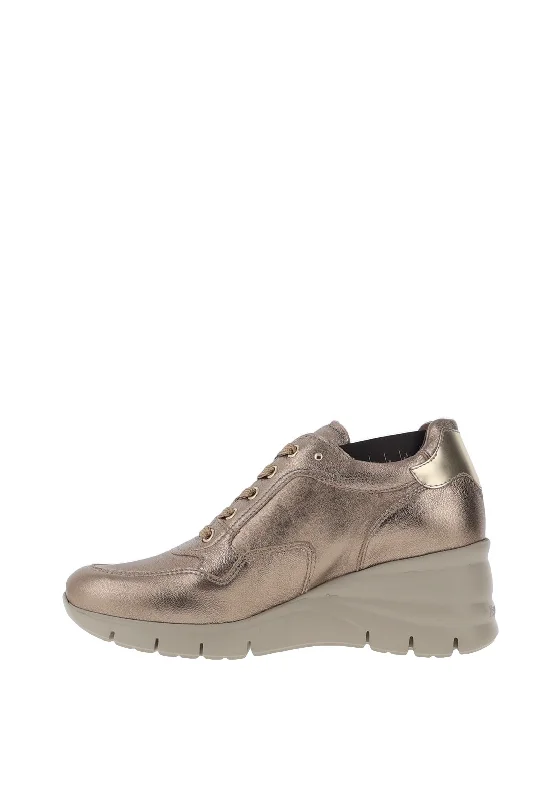 Nero Giardini Metallic Wedge Trainers, Gold