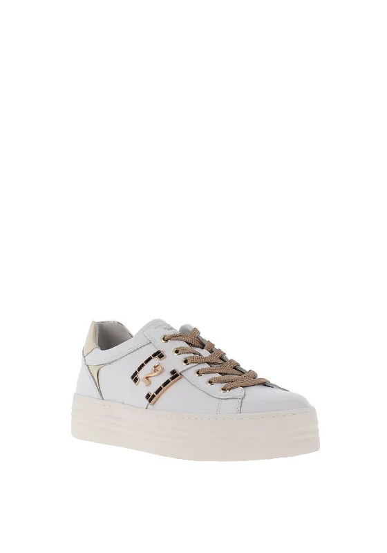 Nero Giardini Lace Up Platform Trainers, White