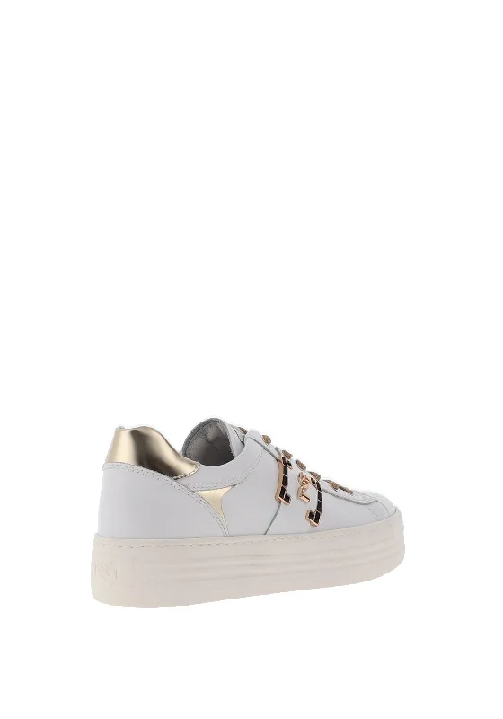 Nero Giardini Lace Up Platform Trainers, White