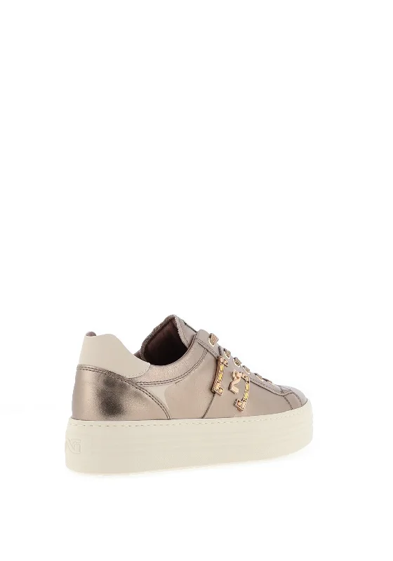 Nero Giardini Metallic Platform Trainers, Gold