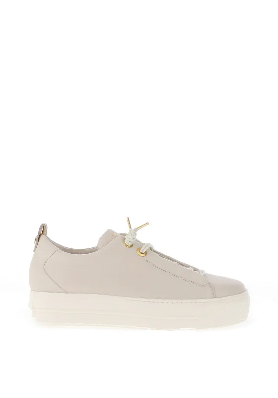 Paul Green Leather Elastic Platform Trainers, Ivory