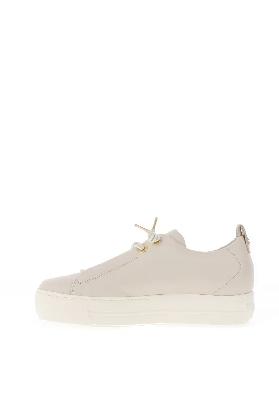 Paul Green Leather Elastic Platform Trainers, Ivory