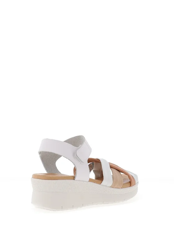 Pitillos Leather Cross Over Strap Sandals, White Multi