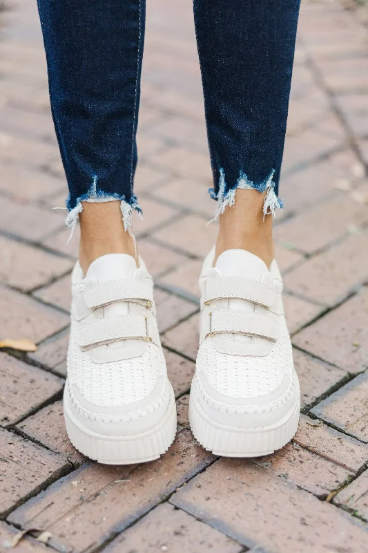 Run To You Cream White Embellished Sneakers