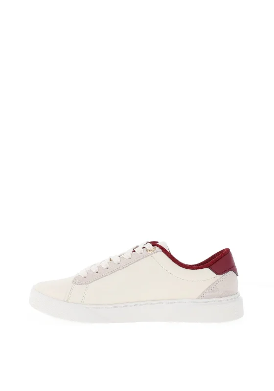 Tommy Hilfiger Chic Court Sneaker, White and Burgundy