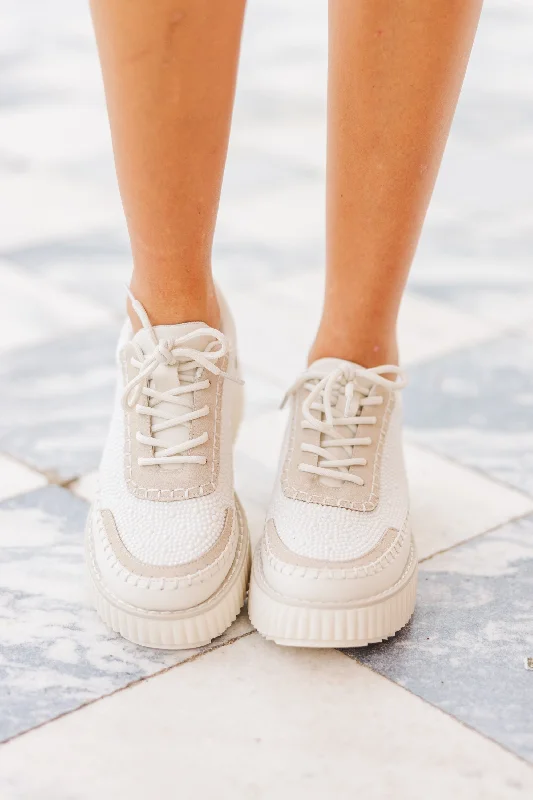 Wake Up Call Cream Embellished Sneakers