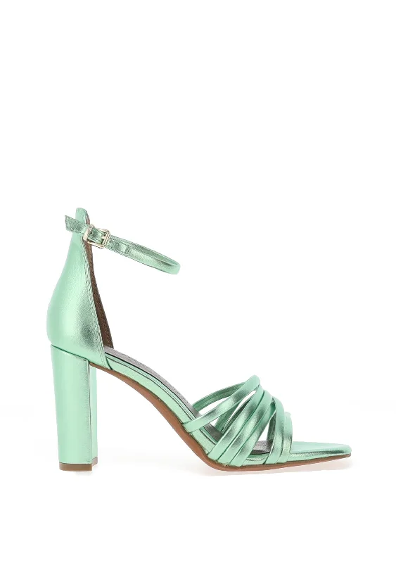 Marco Tozzi Block Heeled Sandals, Metallic Green