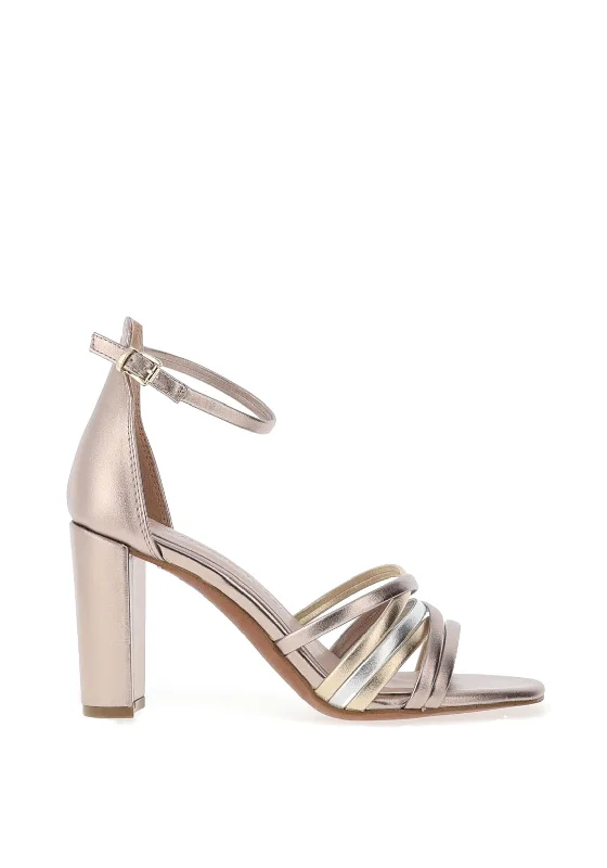 Marco Tozzi Block Heeled Sandals, Rose Gold Multi