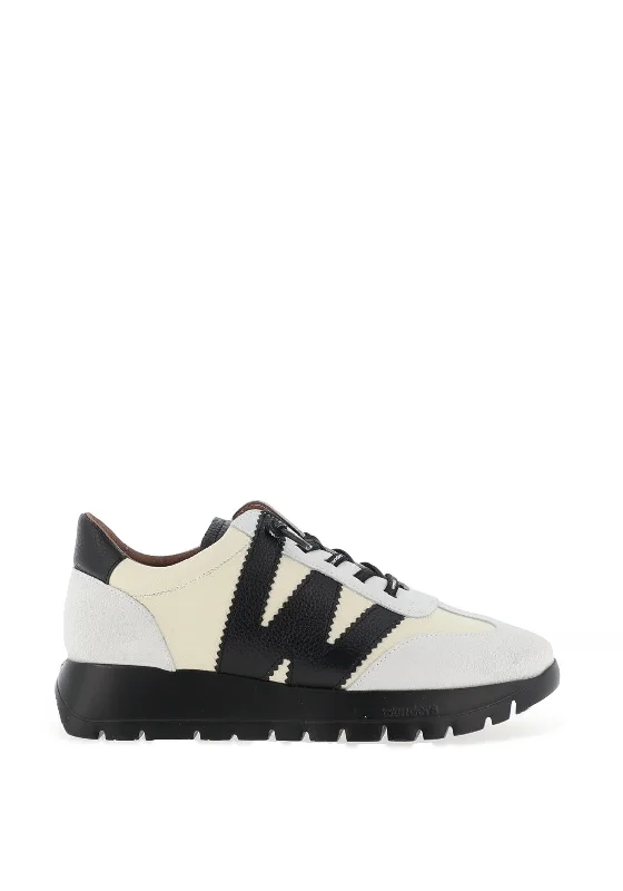 Wonders Meri Mixed Leather Trainers, White & Milk