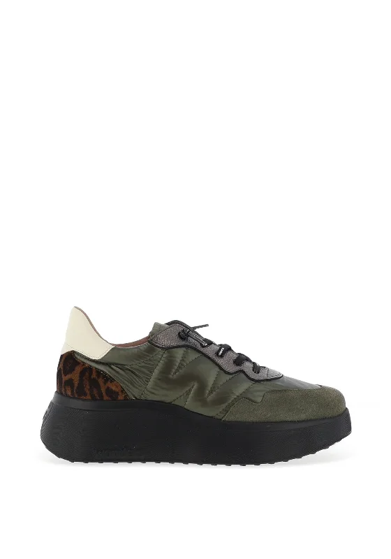 Wonders Roma Metallic Animal Printed trainers, Khaki