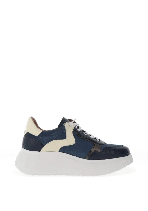 Wonders Dijon Suede Wedge Trainers, Navy