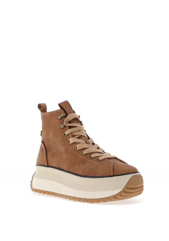 Tamaris Platform High Top Trainers, Cognac