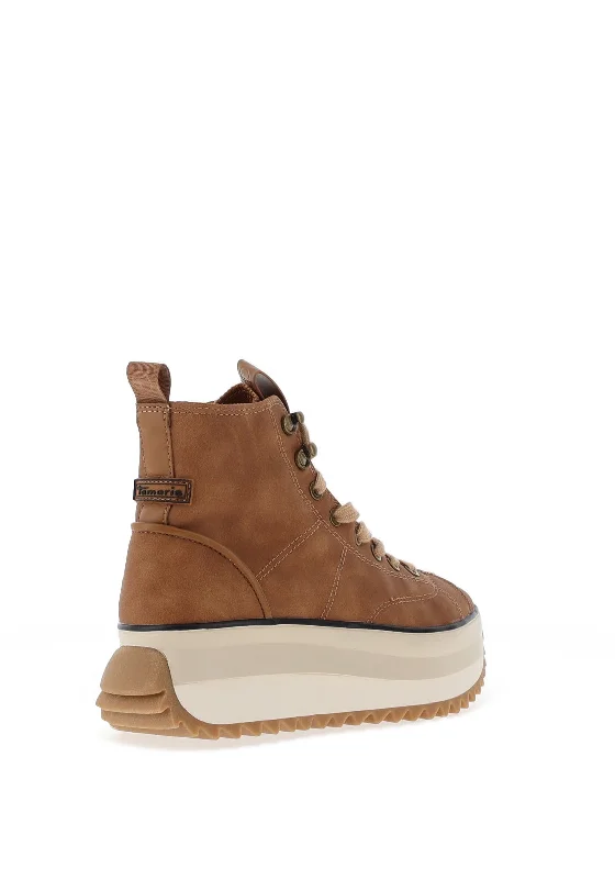 Tamaris Platform High Top Trainers, Cognac