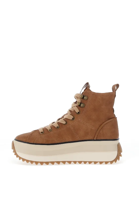 Tamaris Platform High Top Trainers, Cognac