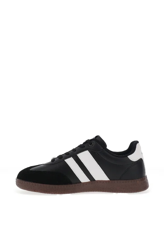 Xti Stripe Detail Lace Up Trainers, Black