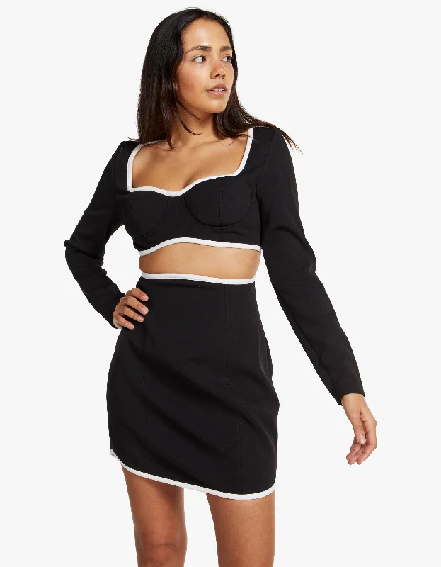 Daniela Mini Dress - Black/Ivory